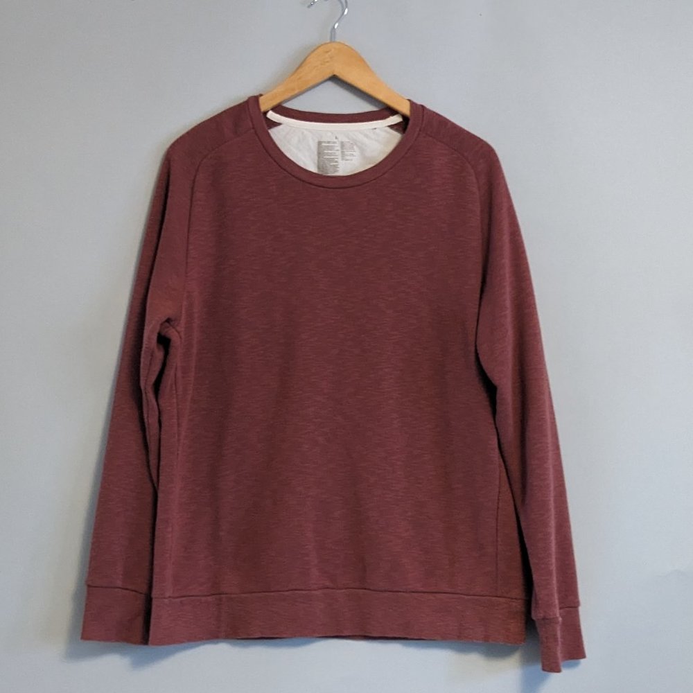 Muji Men's French Terry Sweatshirt Crewneck Pullover Rose Clay Size Large
